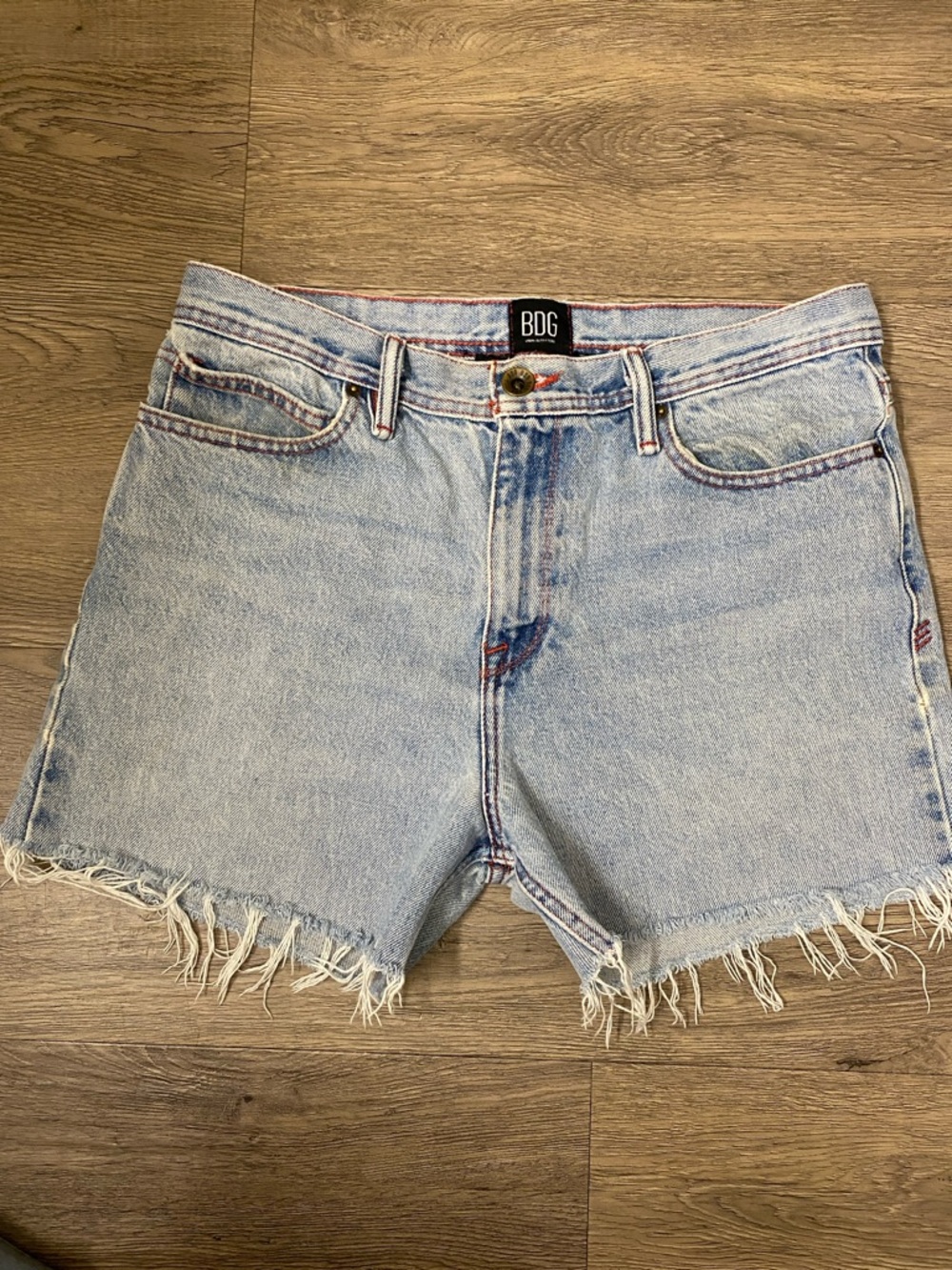 BDG Light Blue Frayed Denim Cutoff Shorts